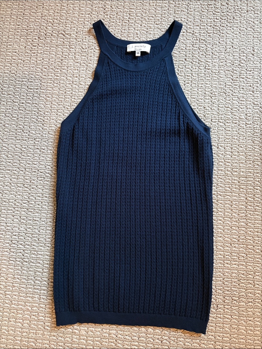 J Society Navy Ribbed Halter Crewneck Sweater - Men's